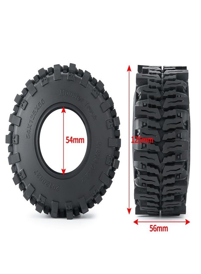 RCHUBAM 2.2" RC Crawler Tires 4Pcs Deep Claw Tread Mud Terrain Rubber Wheel Tires with Insert Foam 125 * 56mm for for 1/10 RC Crawler Wraith SCX10 AXI03004 Capra Axial SCX10 Upgrade Accessories - Image 3